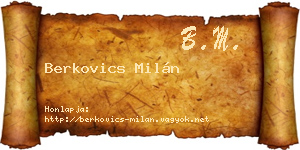 Berkovics Milán névjegykártya