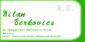 milan berkovics business card